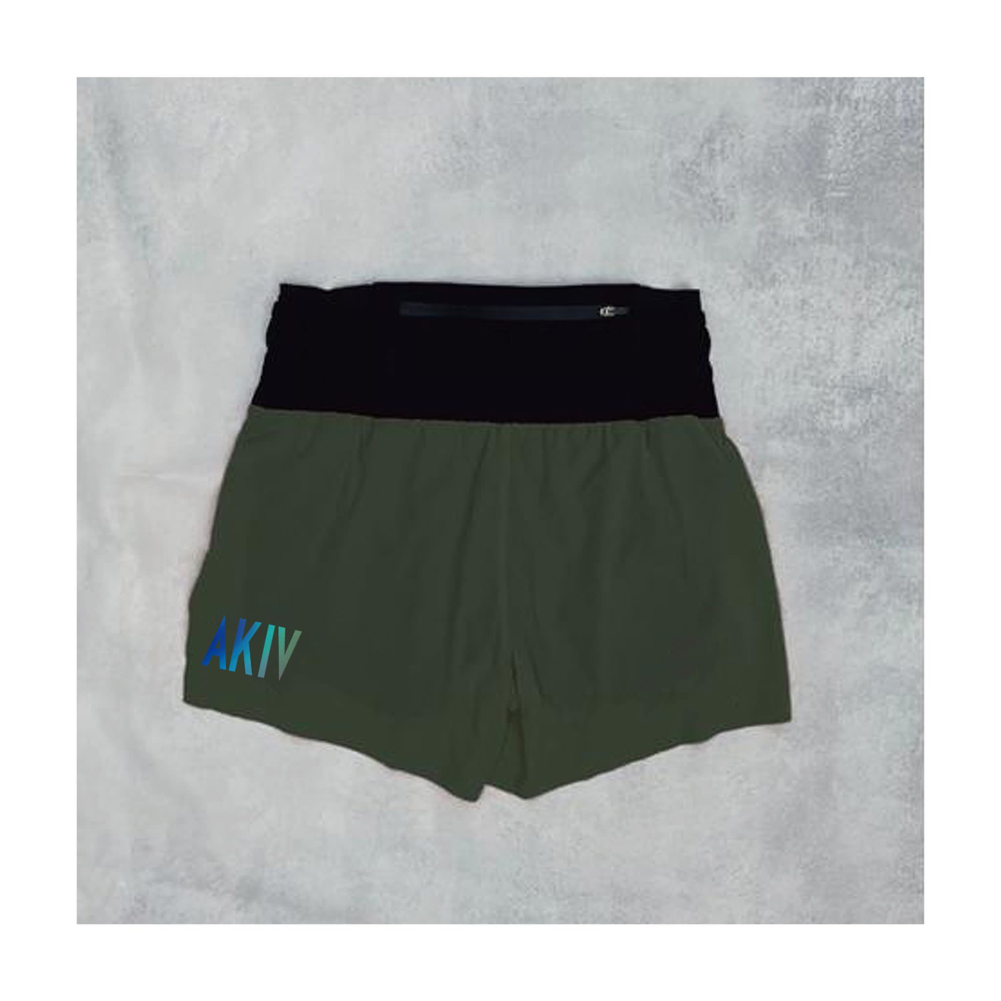 AKIV 2-in-1 Trail Running Shorts Unisex | Inner Tight | Earth Green