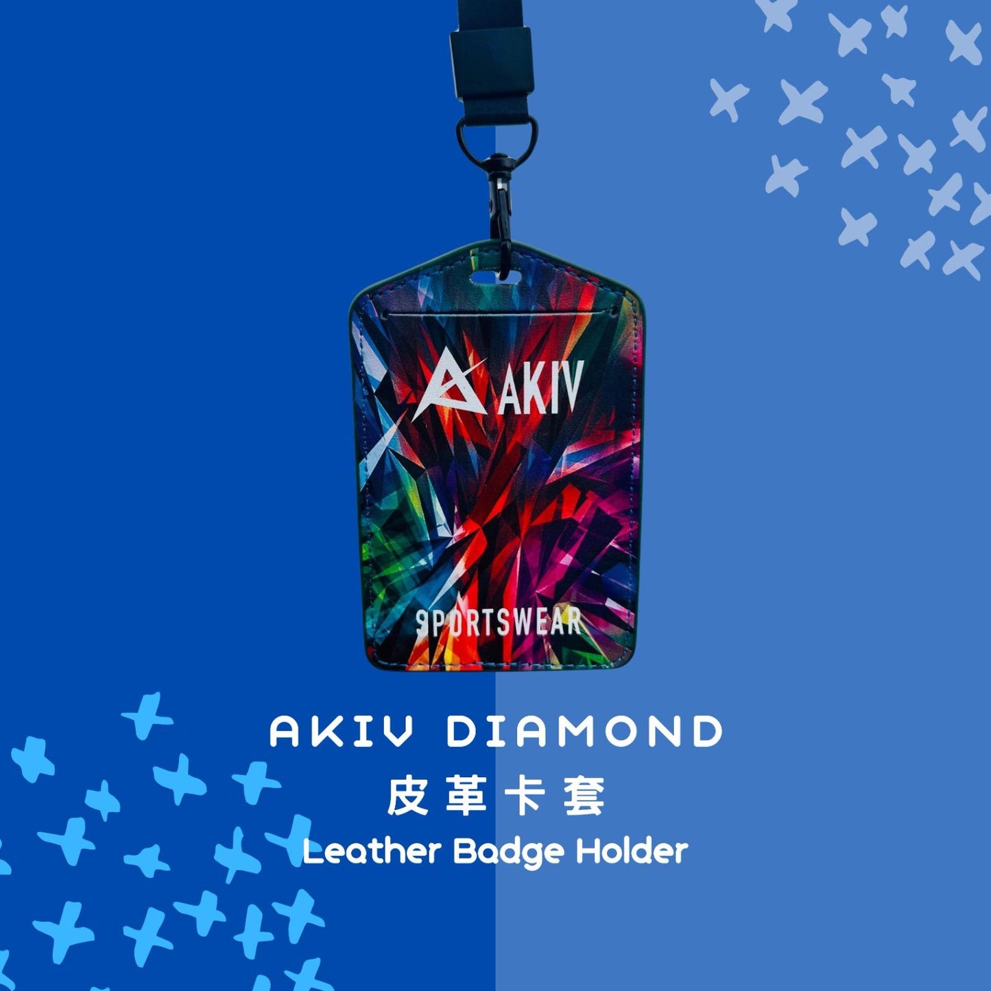AKIV Diamond Leather Badge Holder
