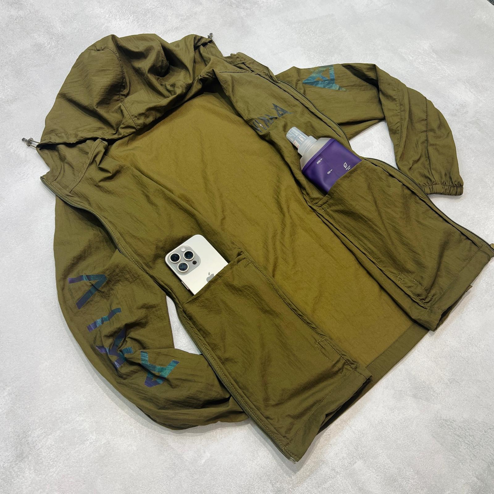 AKIV Running Breathable Waterproof Packable Jacket Unisex | Army Green AKIV跑步透氣防水收納式風褸男女款 | 軍綠色