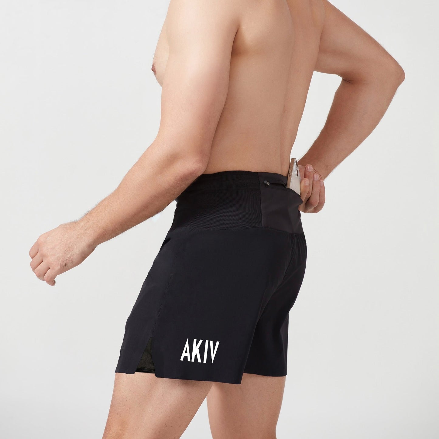 AKIV 2-in-1 Multi-Pocket Shorts Unisex | Inner Tight | Black