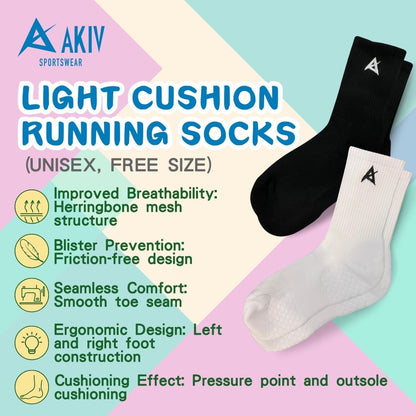 AKIV High-Cut Light Cushion Running Socks Unisex | Free Size