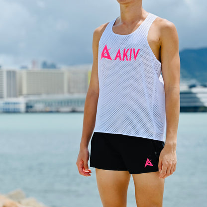 AKIV 2-in-1 Trail Running Shorts Pink Logo Unisex | Inner Tight | Black