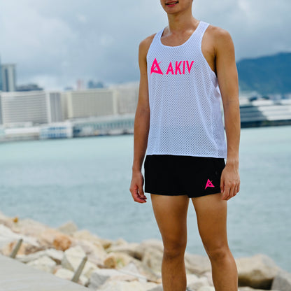 AKIV 2-in-1 Trail Running Shorts Pink Logo Unisex | Inner Tight | Black