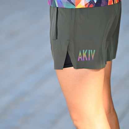 AKIV 2-in-1 Trail Running Shorts Unisex | Inner Tight | Earth Green