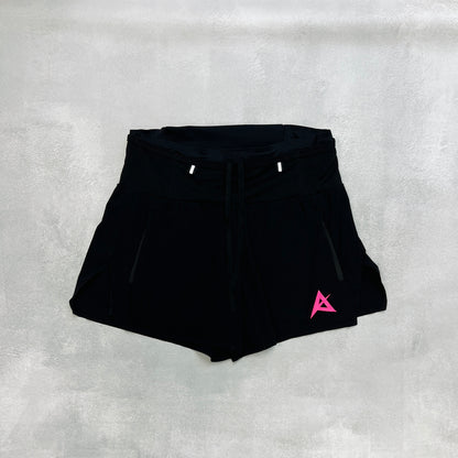 AKIV 2-in-1 Trail Running Shorts Pink Logo Unisex | Inner Tight | Black