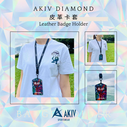 AKIV Diamond Leather Badge Holder