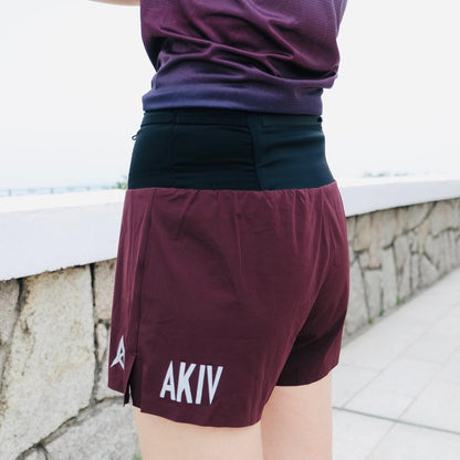 AKIV FLUX RED 2-in-1 Multi-Pocket Running Shorts Women | Inner Tight | Vintage Red