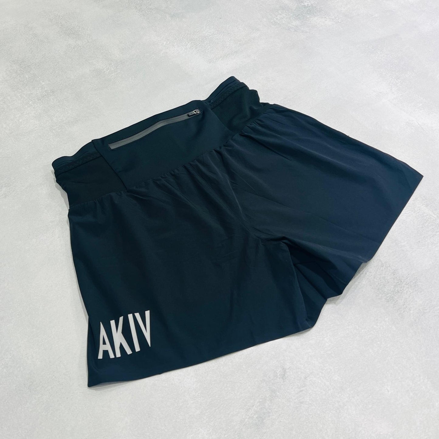 AKIV 2-in-1 Trail Running Shorts Silver Logo Unisex | Inner Tight | Black