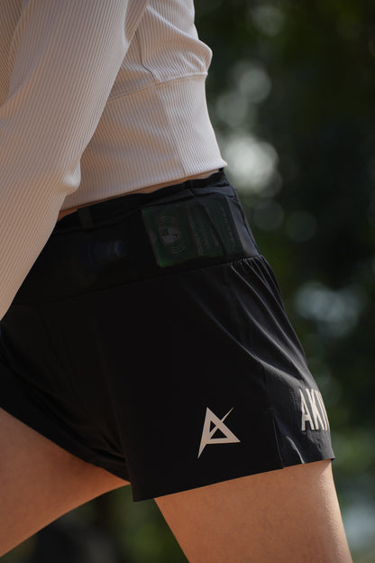 AKIV Multi-Pocket Running Shorts Women | Triangular inner | Black