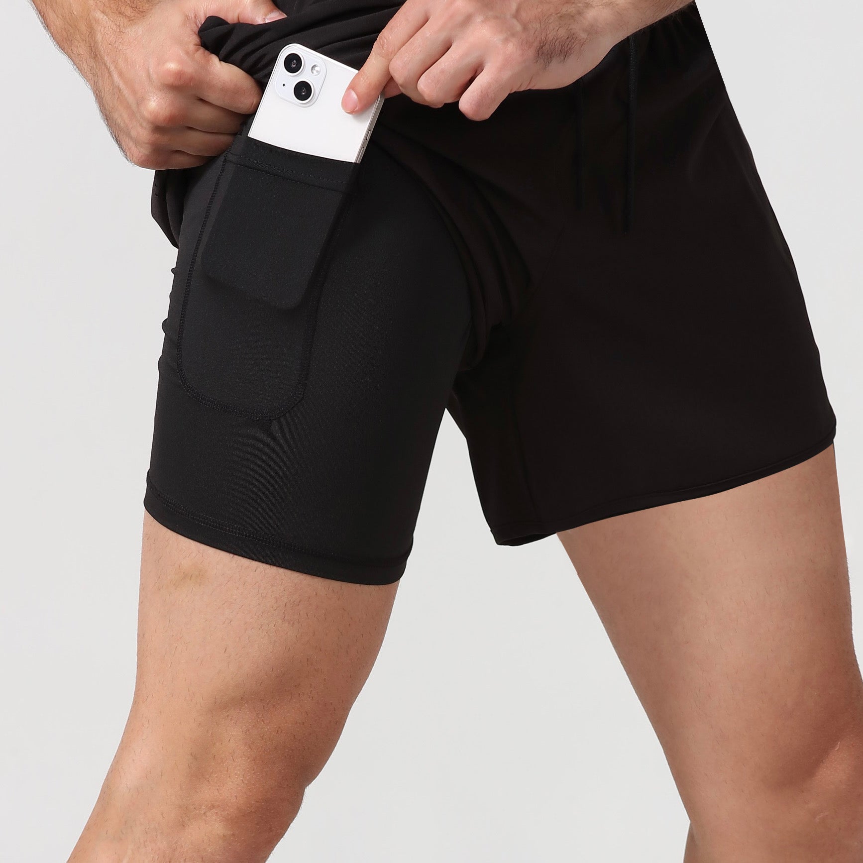 Classic Black】AKIV 2-in-1 Multi-Pocket Shorts (Unisex inner tight)